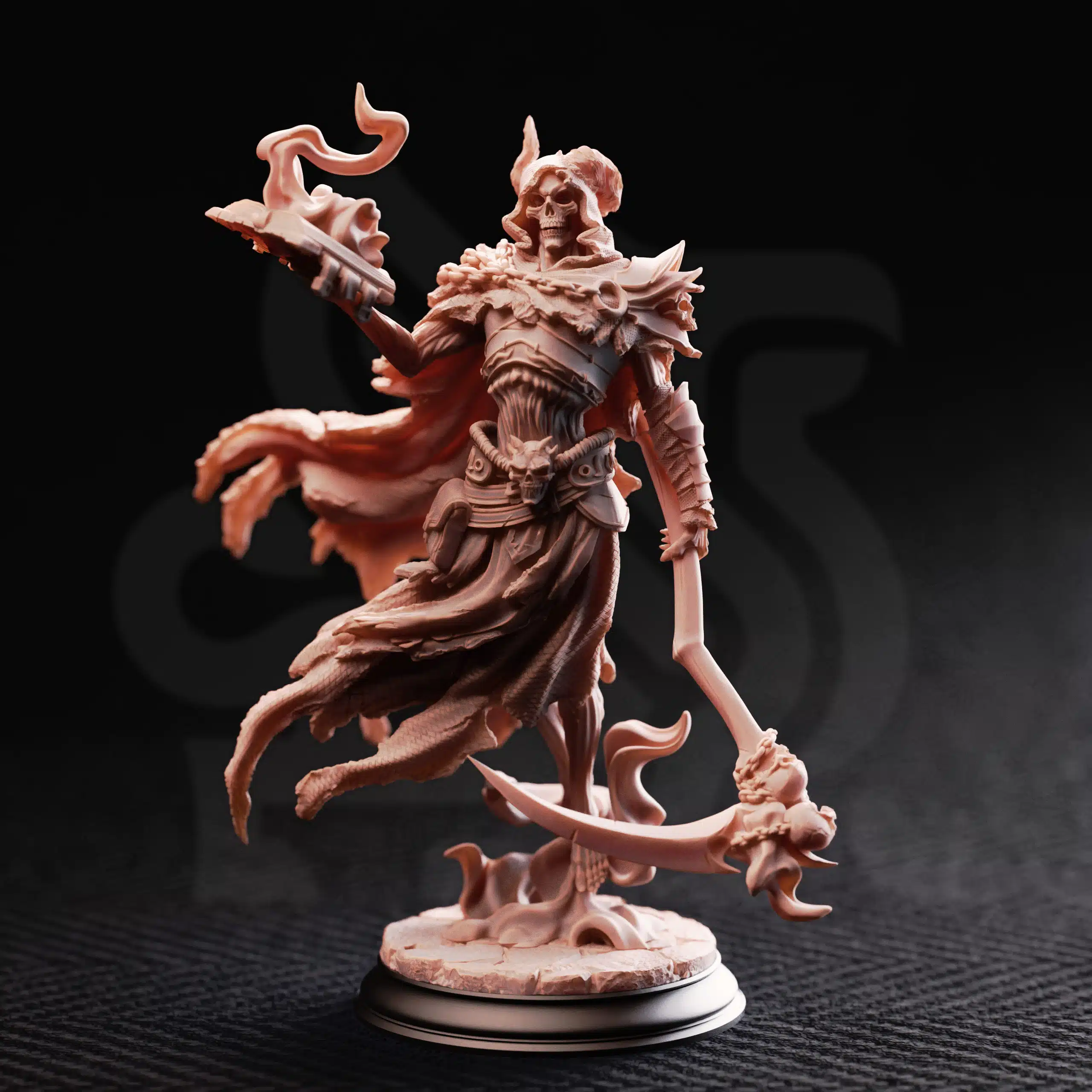 White primed lich miniature before painting